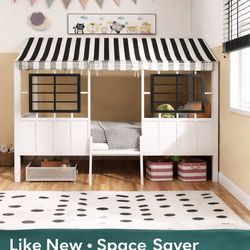 Twin Loft Bed w/ Playhouse Style