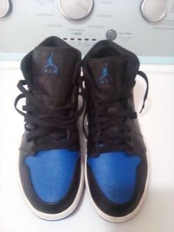 Air Jordan 1 Mid Black Royal Blue Sneakers