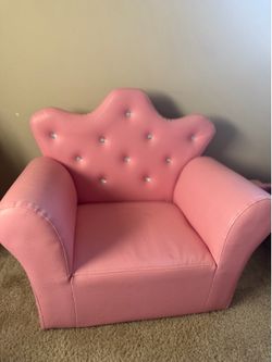 Pink leather sofa for toddler