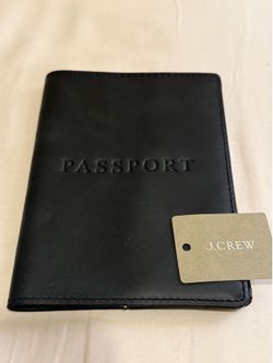 ✅ NEW J. Crew Black Leather Passport Holder Case Wallet