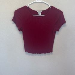 Bozzolo Medium M Women’s Burgundy Crop Top Shirt