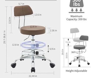 Swivel Stool 19.5’’-26.6’’ Adjustable Height and Footrest Color Brown