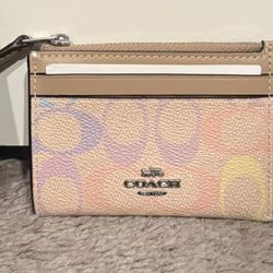 New Coach Pastel Rainbow Card Case