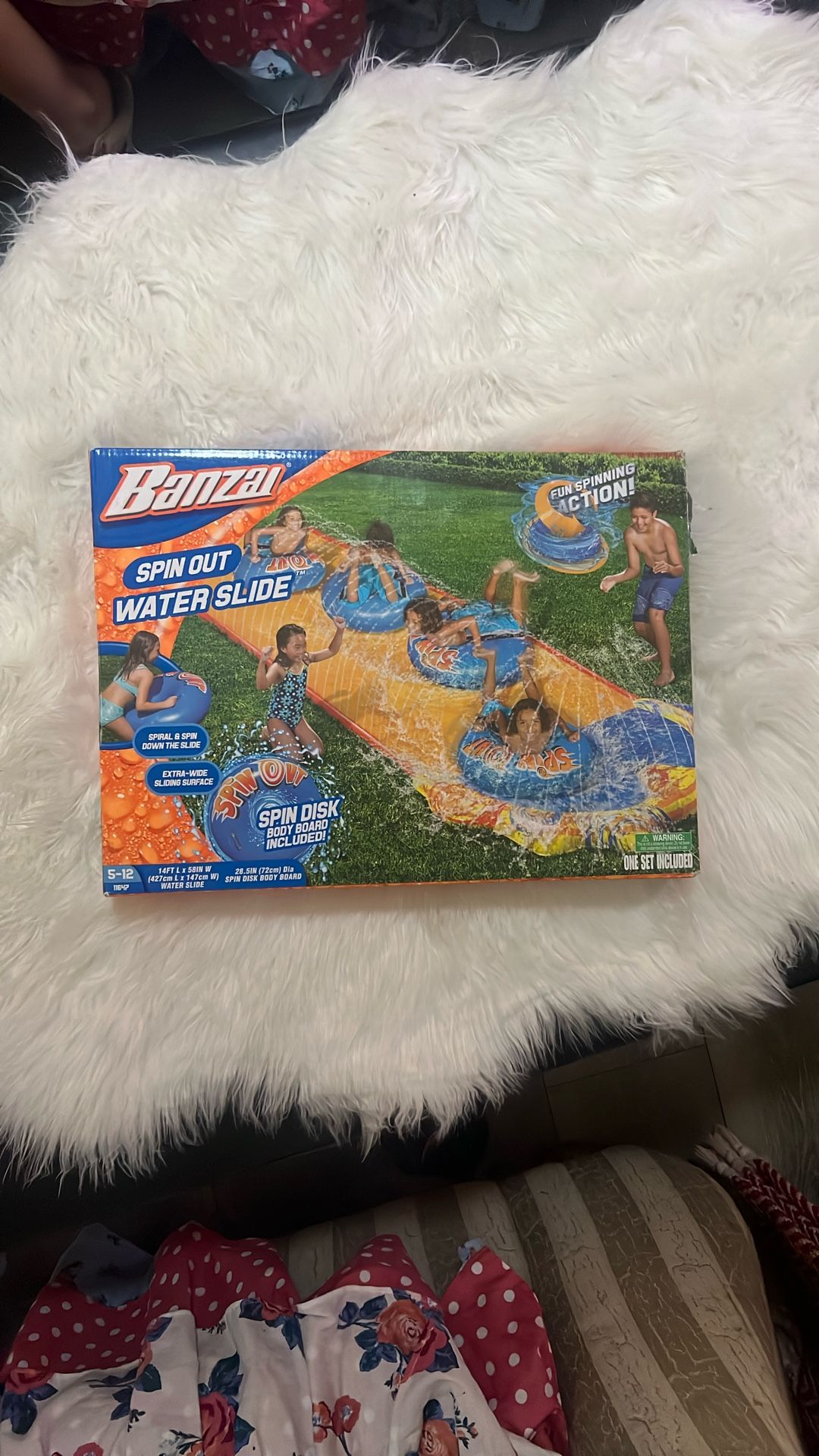 Banzai Spin Out Water Slide - Includes Inflatable Spin Disk Body Board