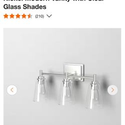Hampton Bay Wakefield 22 in. 3-Light Brushed Nickel Modern Vanity with Clear Glass Shades