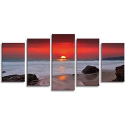 Red Beach Landscape Wall Art 