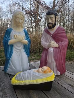 3 Blow Molds Nativity Figures, Mary, Joseph, and baby Jesus