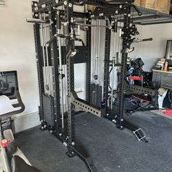 PRO SERIES Ultimate 3-1 Half Rack Functional Trainer w/Smith Machine Bar | 400lb Stack | Gym Equipment | Fitness | Commercial | Squat Rack 