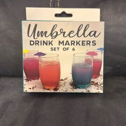 New Umbrella Set Of 6 Drink Cup Markers 