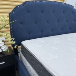 Blue Queen Bedroom Set With Mattress 