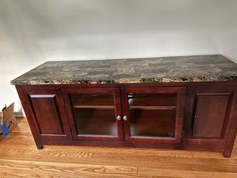 TV stand brown with faux marble top
