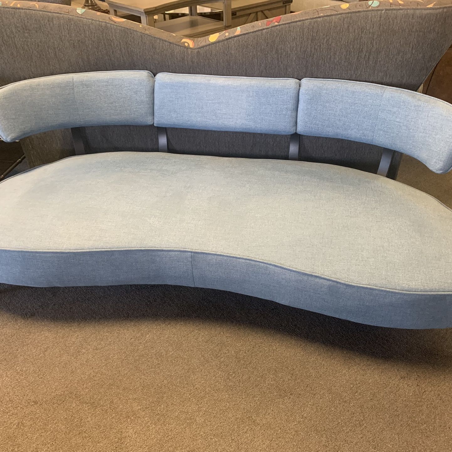 Retro Modern Sofa With Metal Framing In BLUE