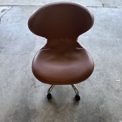 Adjustable Rolling Stool / Salon Chair (Brown Leather)