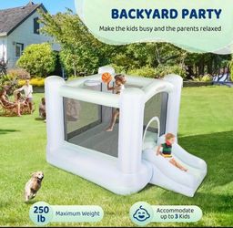 JOYMOR Inflatable Bounce House with Slide and Basketball Hoop for Kids