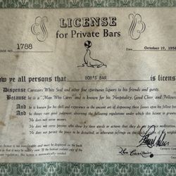 License For Private Bar ( If your name Is Bob )