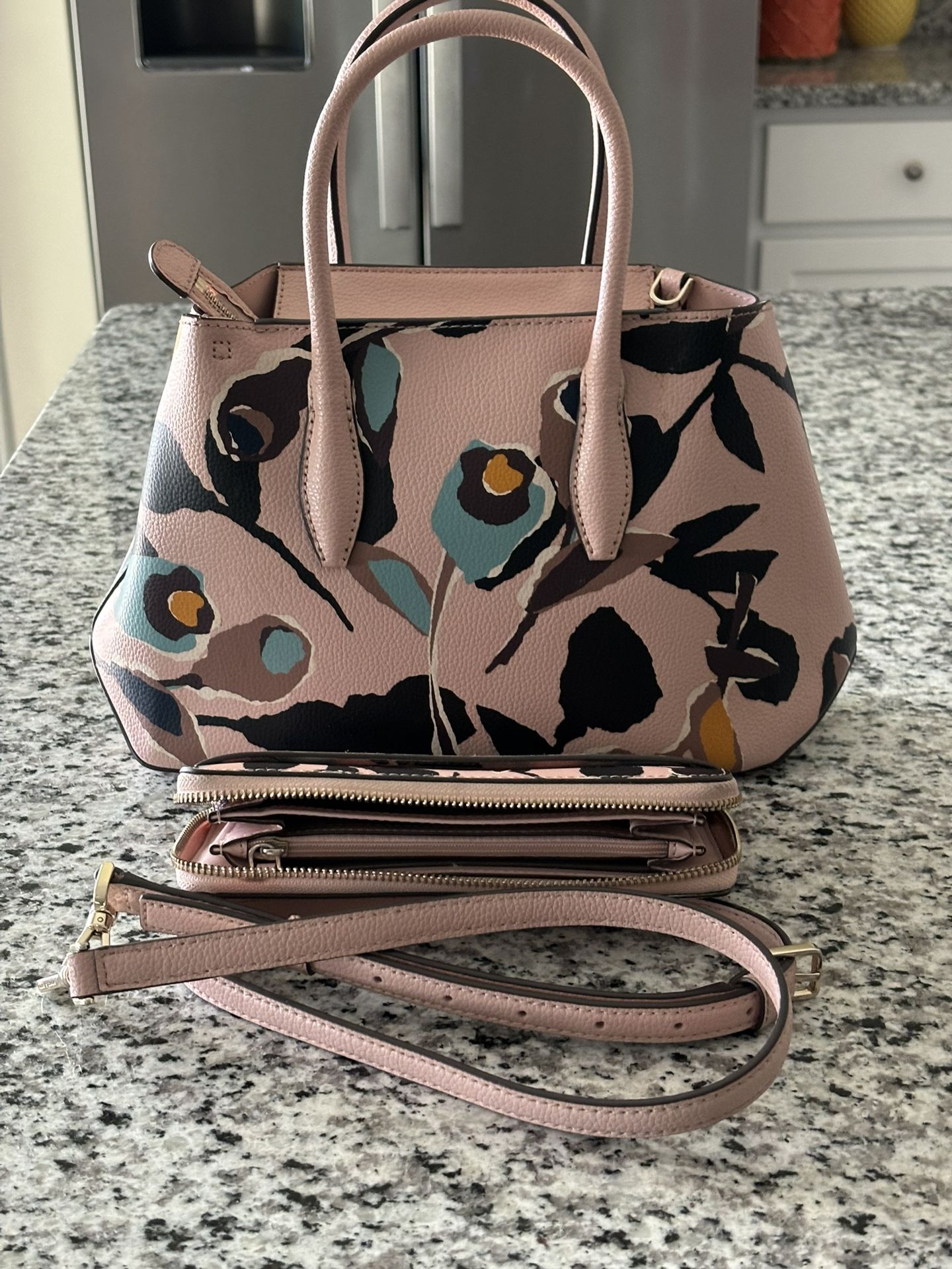 Kate Spade Cameron Pink Paper Rose Satchel (Wallet Not Available But Will Consider Selling Wallet For $50 )