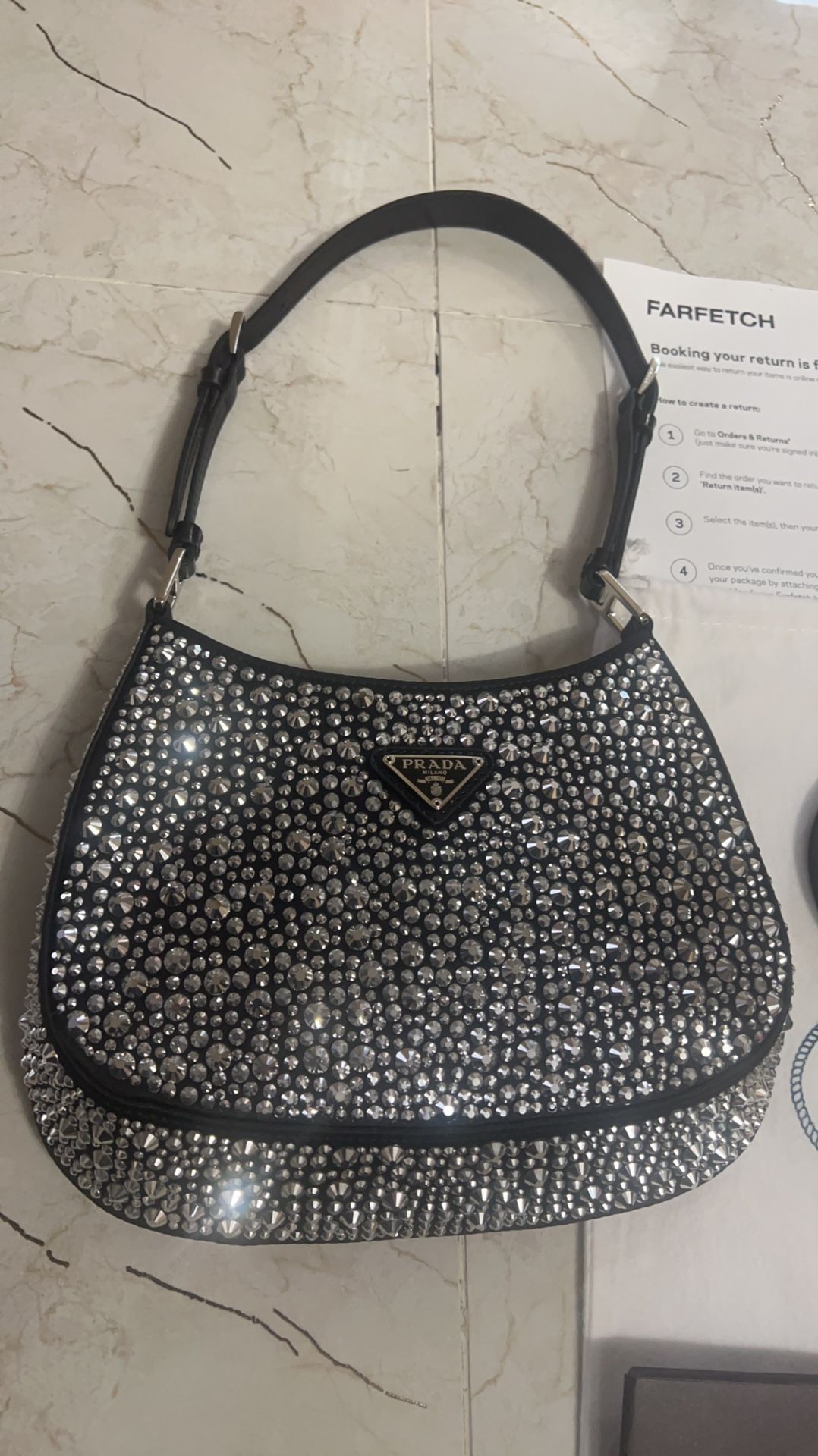 Prada Cleo Satin Crystal Shoulder Bag - LVLENKA Luxury Consignment