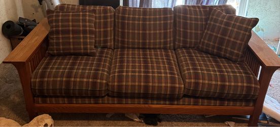 Solid wood oak craftsman style sofa, couch