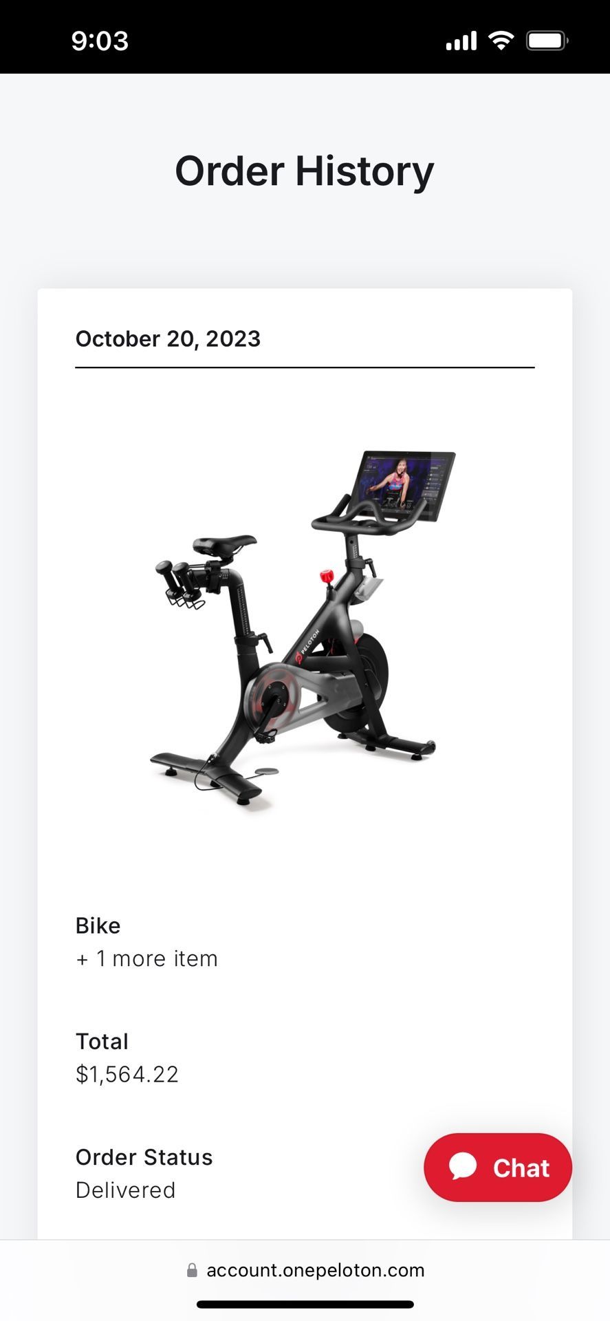 Peloton Bike Second Generation model pltn-rb1vo-2