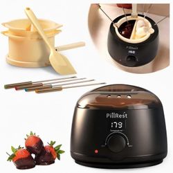 🔥Brand new🔥 Chocolate Melting Pot, Electric Candy Melter with 2 Non-Stick Silicone Bowls, Digital Display for Real-Time Temperature Control, Fondue 