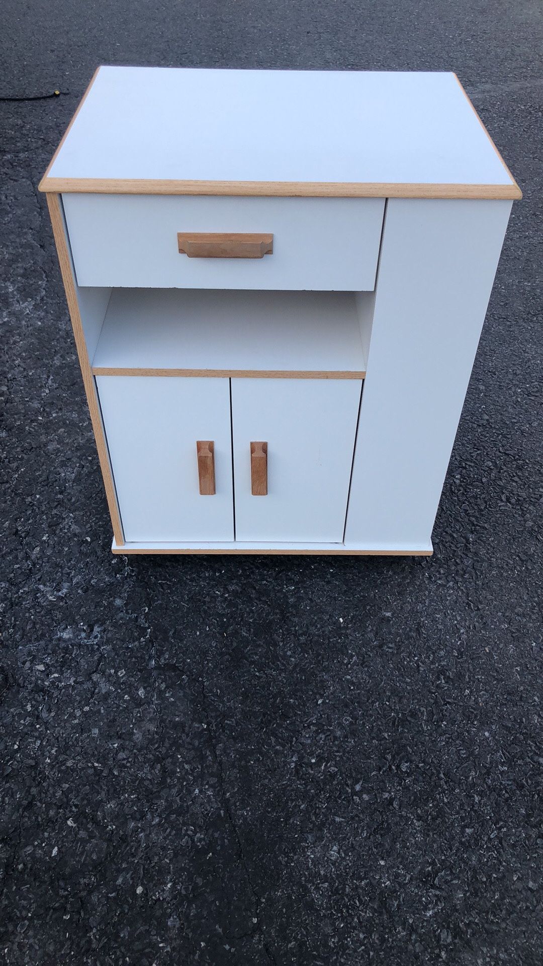 Wooden rolling microwave stand