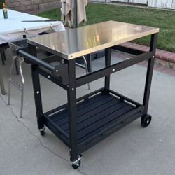 New In Box Stainless Steel Catering Grilling Serving Cart Commercial Restaurant Quality With Locking Wheel 