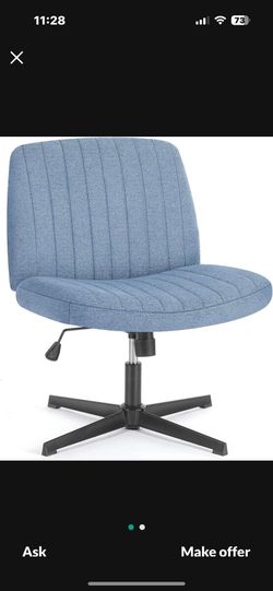 Criss Cross Legged Office Chair, Armless Wide Seat No Wheels, Modern Home Desk Height Adjustable Swivel Fabric Vanity Seating For Bedroom