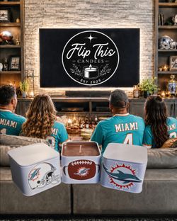 Miami Football Fan 3 Candle Gift Set Handmade 100% Soy Wax Sandalwood Scent Poured in Texas
Enjoy the spirit of game day with this handmade three-cand