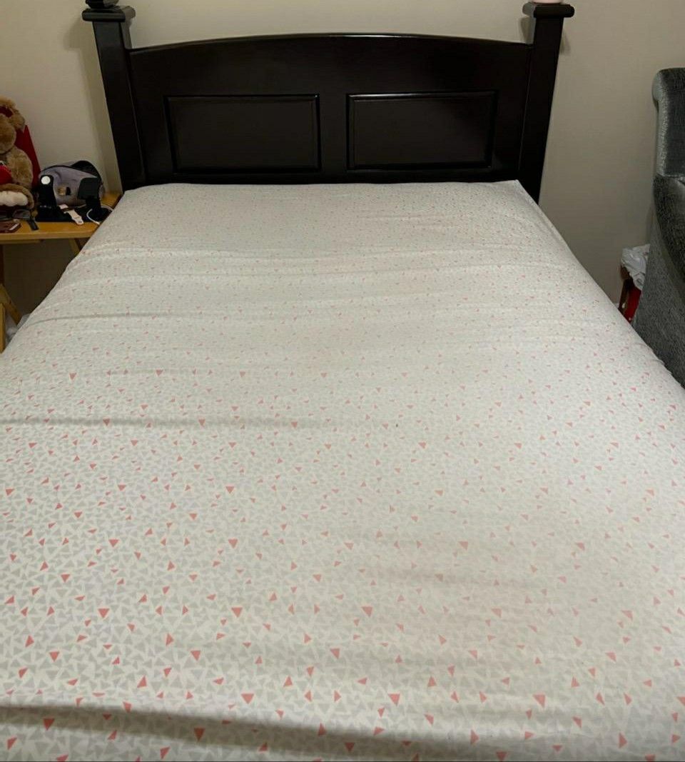 Full size bed with box spring only. Orginal wood