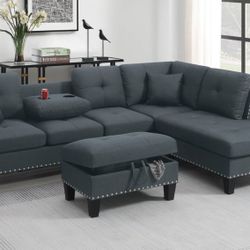 Sectional With Ottoman (TAKE IT HOME IN MOTHLY PAYMENTS) NO DOWN PAYMENT NEEDED