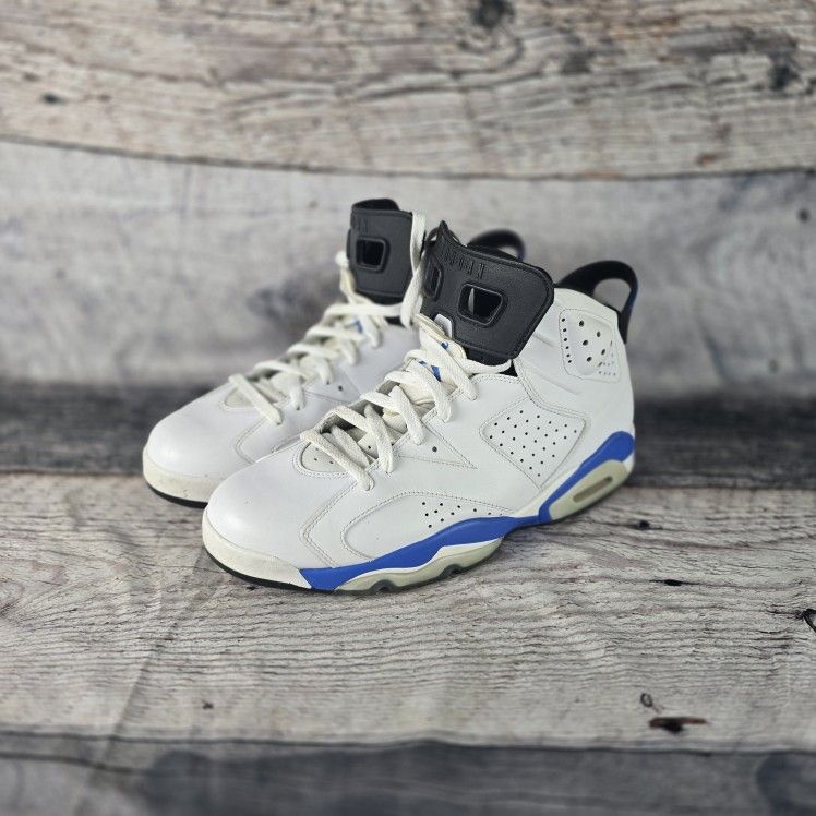 Air Jordan 6 Retro Mens Size 12 Sport Blue 384664 107 Blue White 2014 Jordans