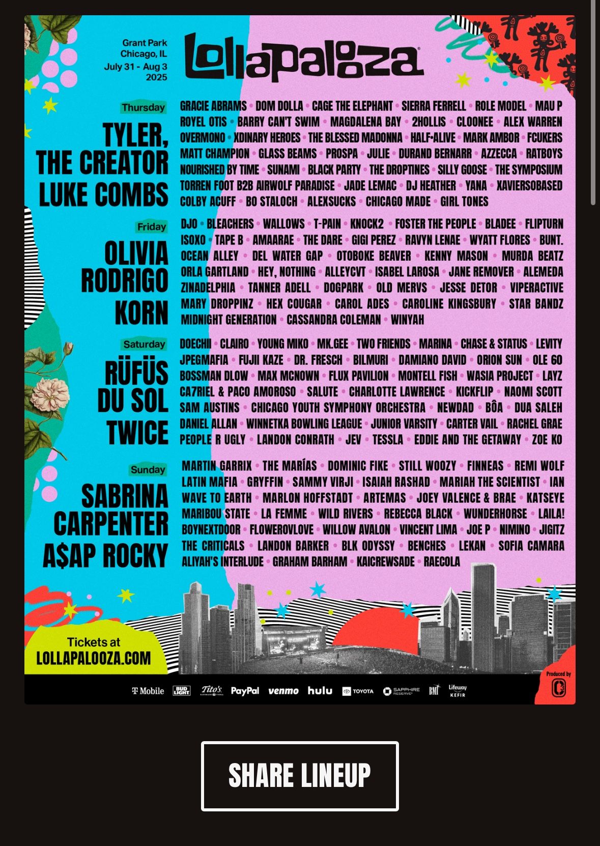 Lollapalooza 4Day Ticket