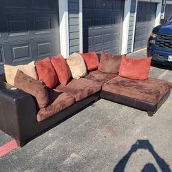 Brown L Shaped Two Piece Sectional 