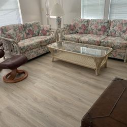 Rattan Wood Living Room Set