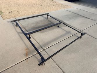 Brown Metal Queen Size Adjustable Metal Rolling Bed Frame - 70” x 80”