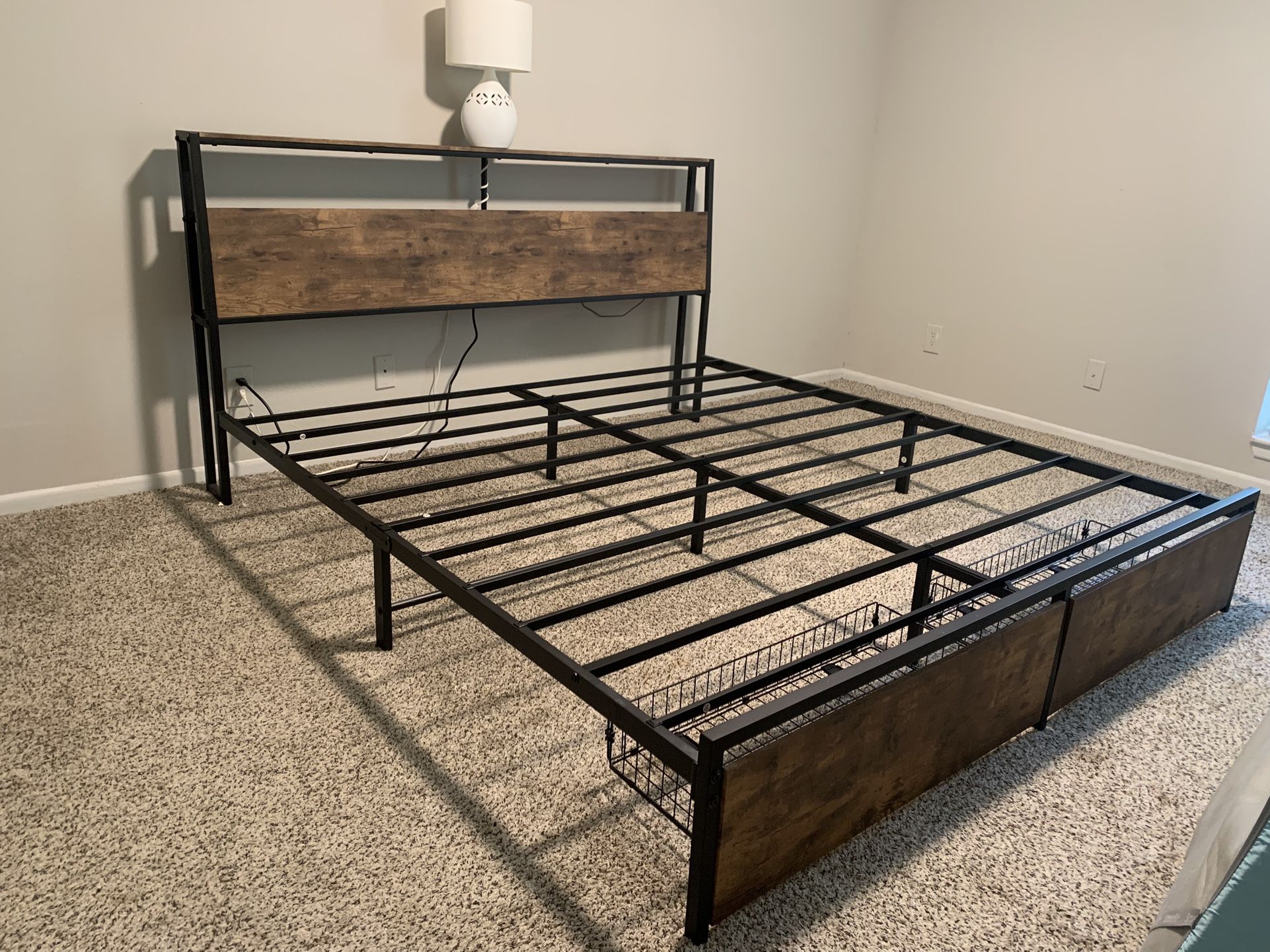 LAST CHANCE! King Bed Frame With Two Drawers (mattress optional)