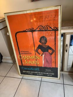 1954 Vintage movie framed poster of Carmen Jones 27” x 40” $80