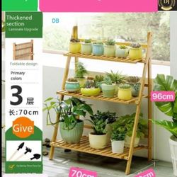 DB# 3 Tier Folding Bamboo Plant Stand