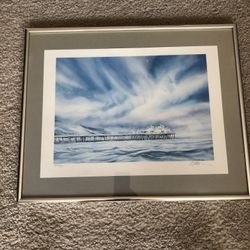 Tom Brittain Limited Edition Lithograph – Malibu Pier (1986) – Signed & Framed