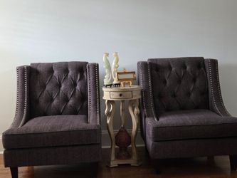 2 gray side chairs