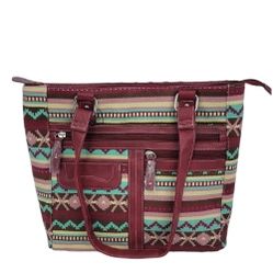 New Woven Tote Bag Purse Messenger Hand Bag Burgundy Medium Size