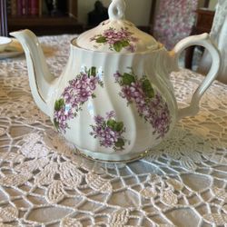 Violets bone china teapot - made in England