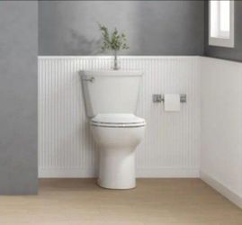 American Standard Cadet 12 in. Antimicrobial 2-Piece 1.28 GPF Single Flush Chair Height Round Toilet with Slow Close Seat in White