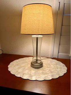 Small Glass Table Lamp (18”) with Cream Shade