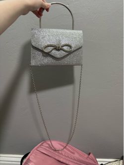Glitter silver clutch