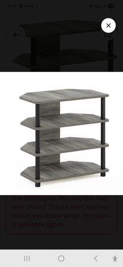 Furinno Turn-N-Tube Easy Assembly 4-Tier Petite Entertainment Center / TV Stand / TV Unit / TV Desk, French Oak Grey/Black