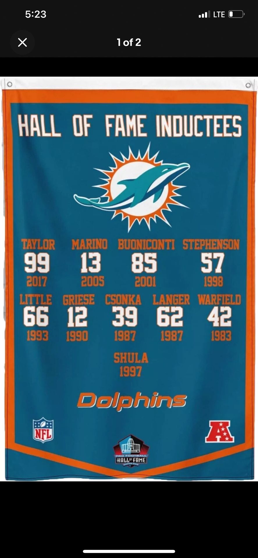 Miami Dolphins Hall Of Fame Banner