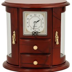 Vintage-Style Jewelry Music Box with Mirror and Clock (Non-Functional Clock)