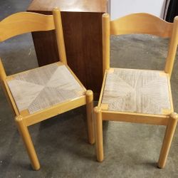 Pair Of Italian Rush-seat Chairs