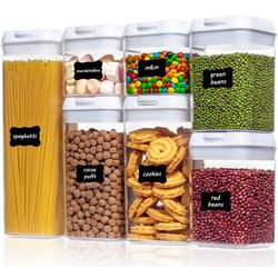 Airtight Food Storage Container Set - 7 Piece Set Clear Plastic Canisters